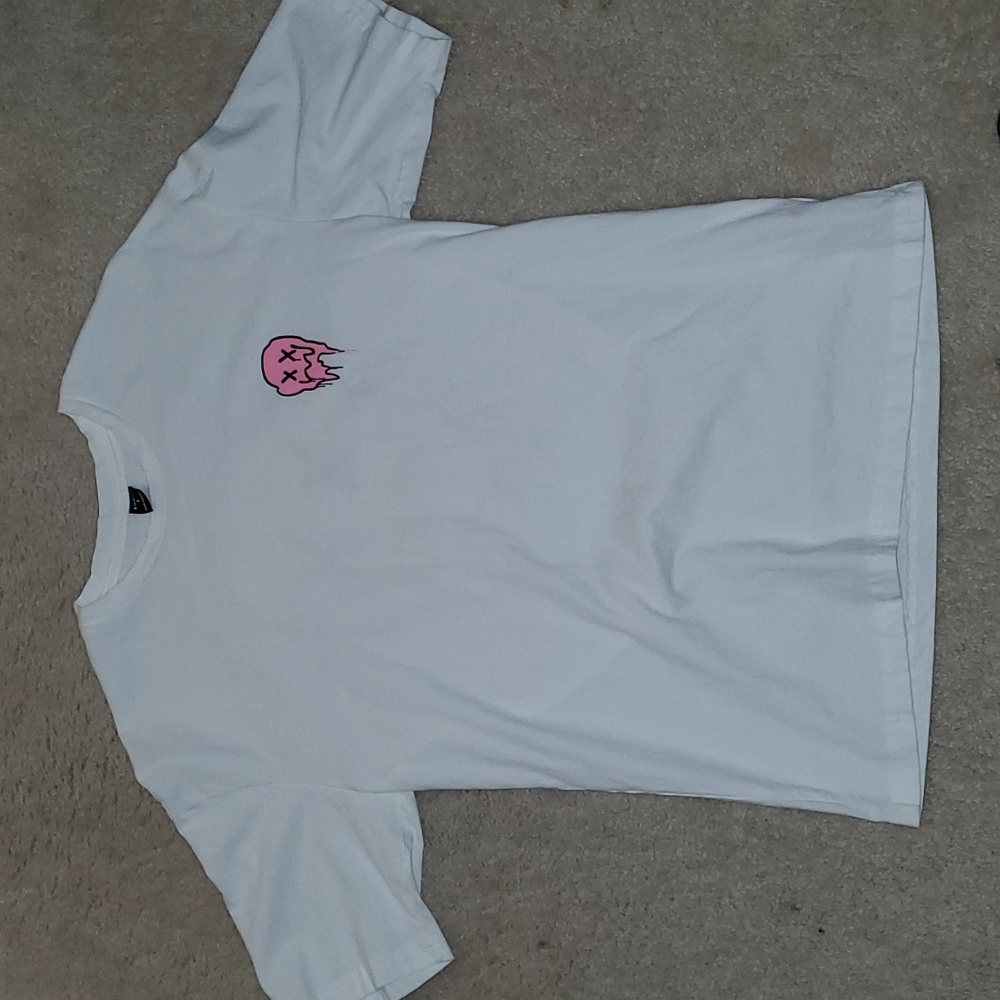 Pink face white shirt